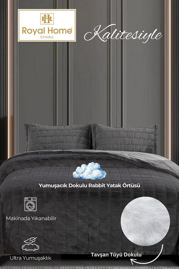 Luxury Rabbit Tavşan Tüyü Yatak Örtüsü Çift Kişilik - 6
