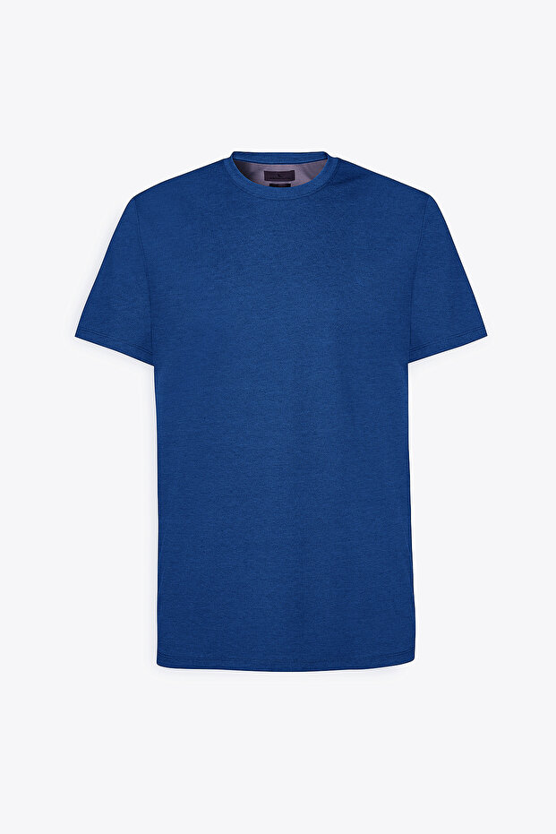 Slim Fit Dar Kesim Bisiklet Yaka Pamuklu Tişört - 6