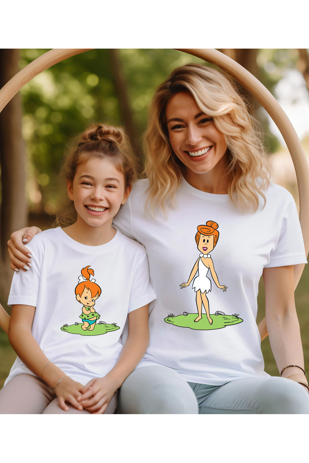 Çakmaktaş Mother Daughter T-Shirt - Combination T-Shirt (This Is a Single Product, Add 2 Pieces to the Cart to Make a Combination)