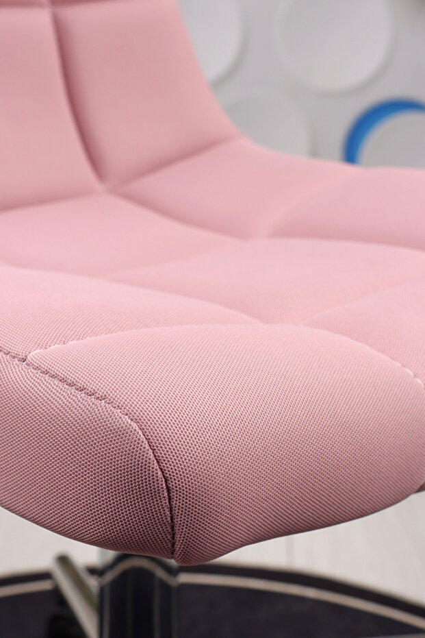 Lucia Çalışma Koltuğu (Krom Ayak ,Pembe Lakos Kumaş) - 8