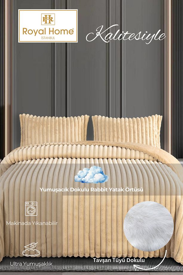 Softy Rabbit Tavşan Tüyü Yatak Örtüsü Çift Kişilik - 6