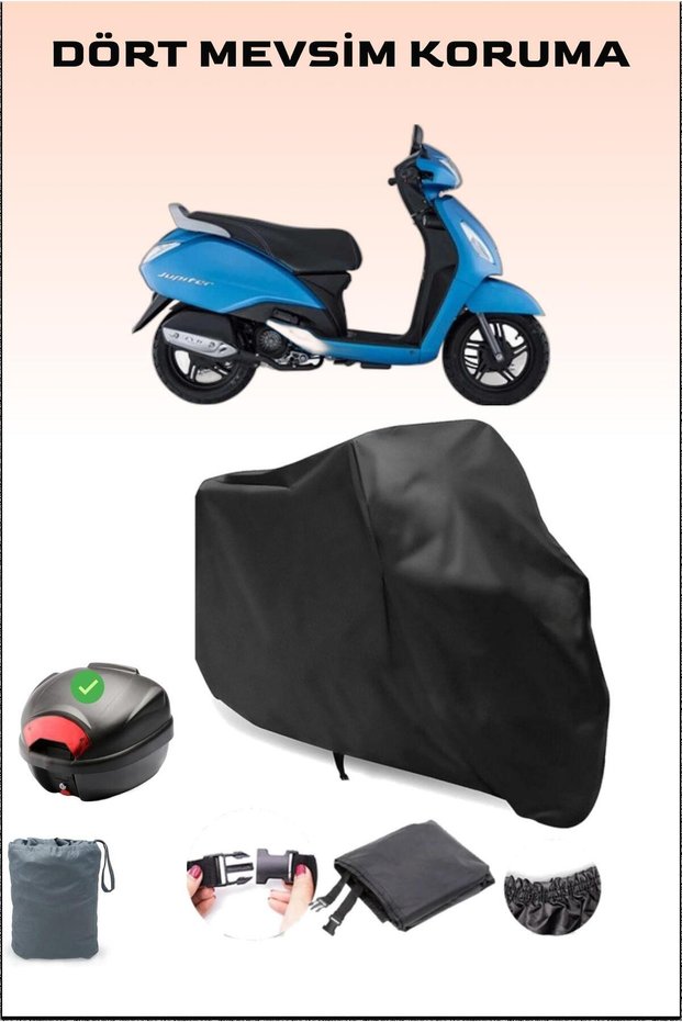 Black Tvs Jupiter 125 Rear Bag Compatible Motorcycle Tarpaulin Waterproof Durable Fabric