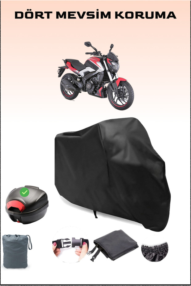 Black Bajaj Dominar 250 D Rear Bag Compatible Motorcycle Tarpaulin Waterproof Durable Fabric