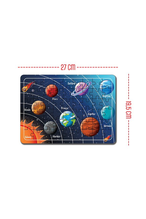 Sevimli Hayvanlar, Dinazorlar , Gezegenler , Çiftlik 54 Parça Ahşap Puzzle Yapboz 4'lü Set - 3