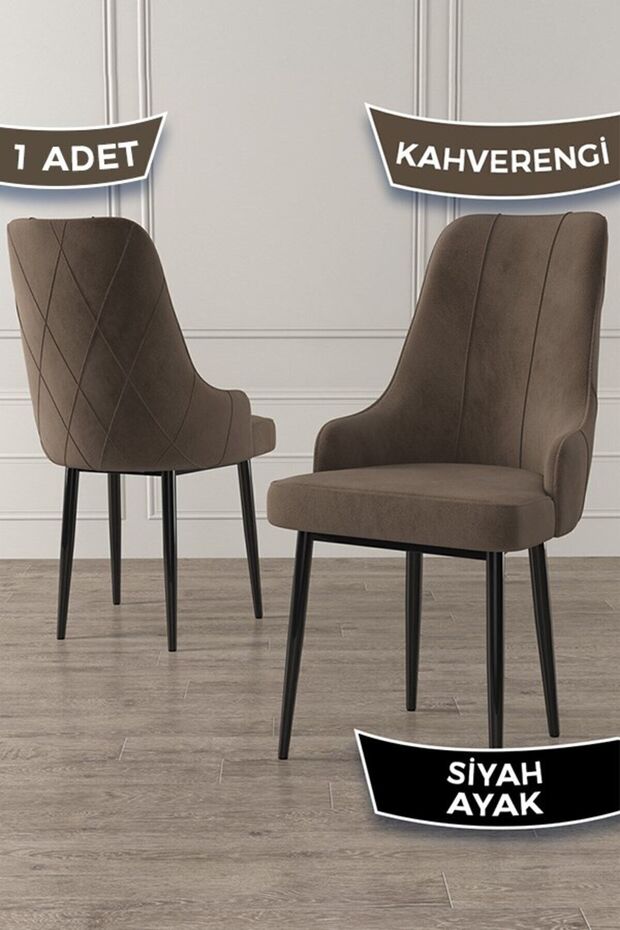 Trex Serisi 1.sınıf Babyface Kumaş Sandalye Siyah Metal Ayak 1 Adet Kahve Sandalye - 1