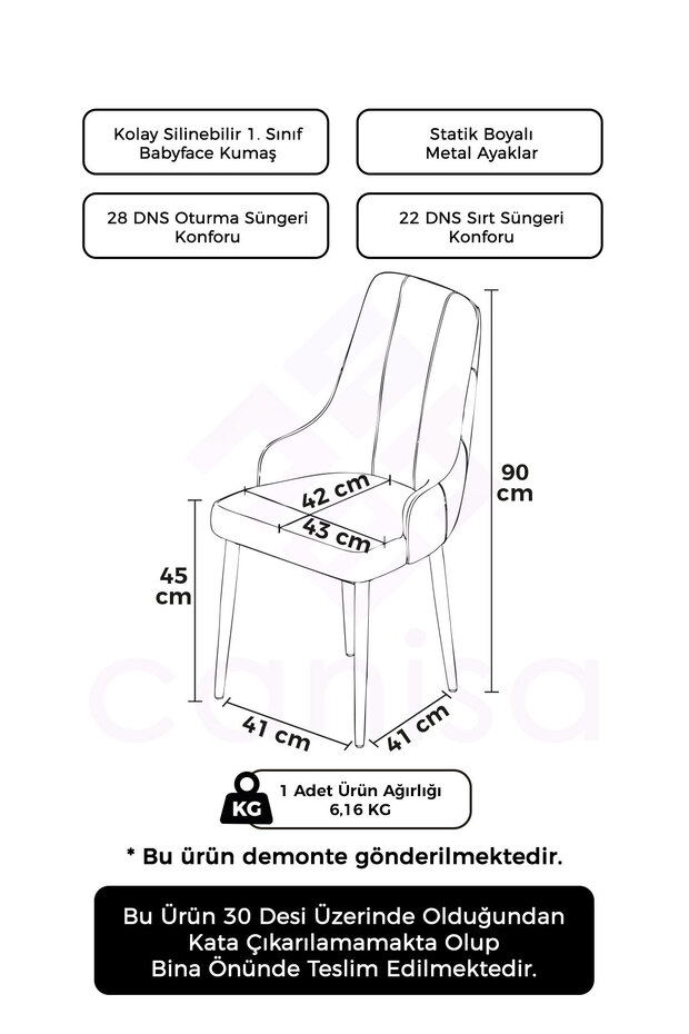 Trex Serisi 1.sınıf Babyface Kumaş Sandalye Siyah Metal Ayak 1 Adet Kahve Sandalye - 2