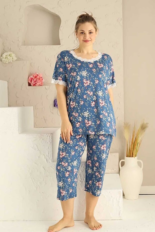 طقم بيجامة برمودا نيلي من Spring Branch 2735B