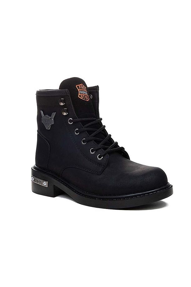 Unisex Kauçuk Kaymaz Taban Motor Style Kışlık Fermuarlı Ve Bağcıklı Nubuk Bot - 5