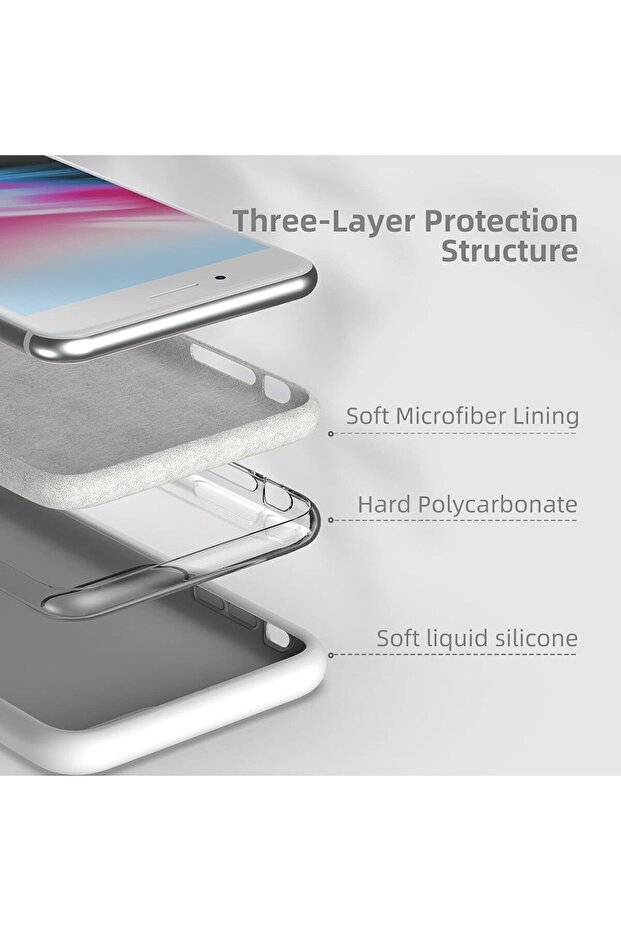 حافظة لهاتف آيفون 8 بلس، حافظة لهاتف آيفون 7 بلس، حافظة من السيليكون الناعم، بطانة من الألياف الدقيقة باللون الأبيض الصلب - 5