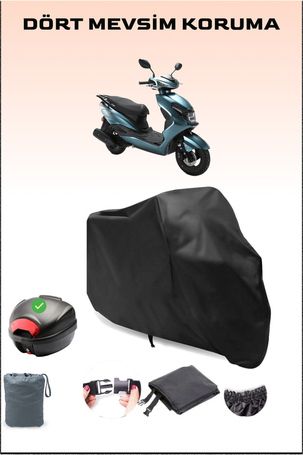 Black Kuba Space 50 Pro Motorcycle Tarpaulin Rear Bag Compatible