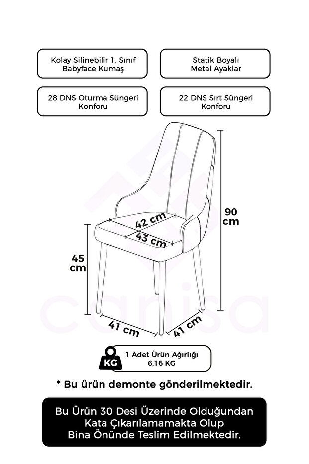 Trex Serisi 1.sınıf Babyface Kumaş Siyah Metal Ayak 1 Adet Gri Sandalye - 2