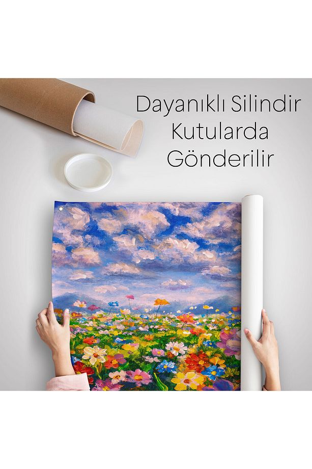 Kır Çiçekleri Kanvas Duvar Örtüsü-Halısı-5908 - 5