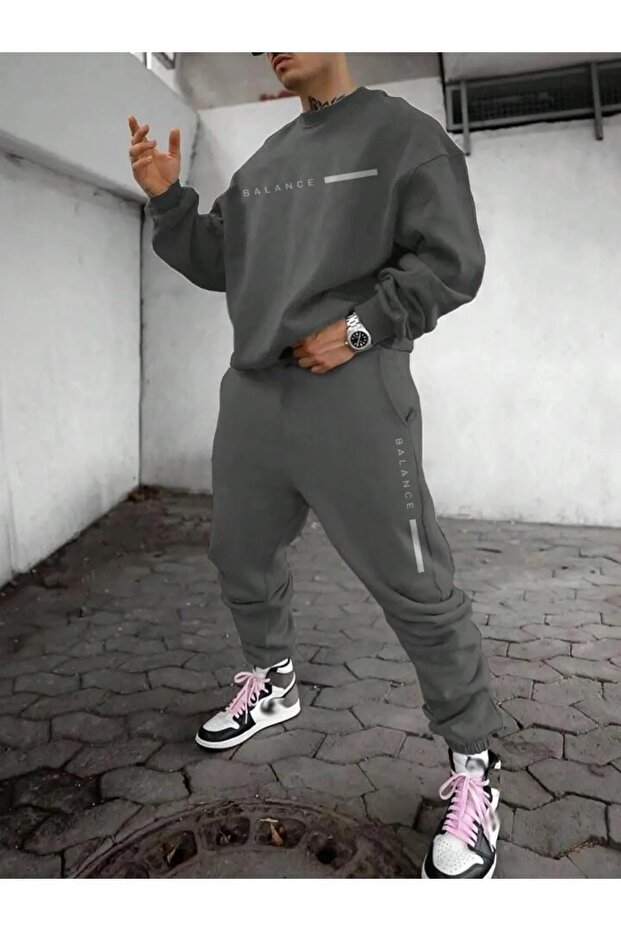 Men's Smoked Vertical Oversize Tracksuit Set