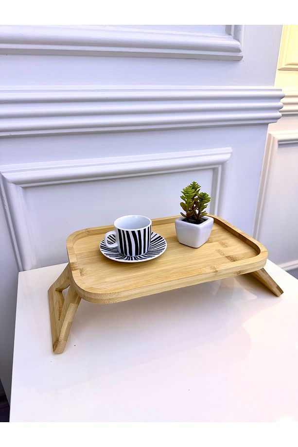 Bambu Koltuk Kolu Tepsisi | Katlanabilir Servis Tepsisi 30x20 - 3