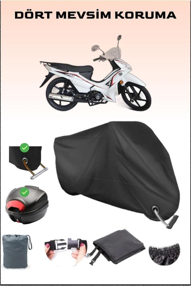 Black Kuba Aegean 50 Motorcycle Tarpaulin with Back Bag and Lock Compatible, Safe