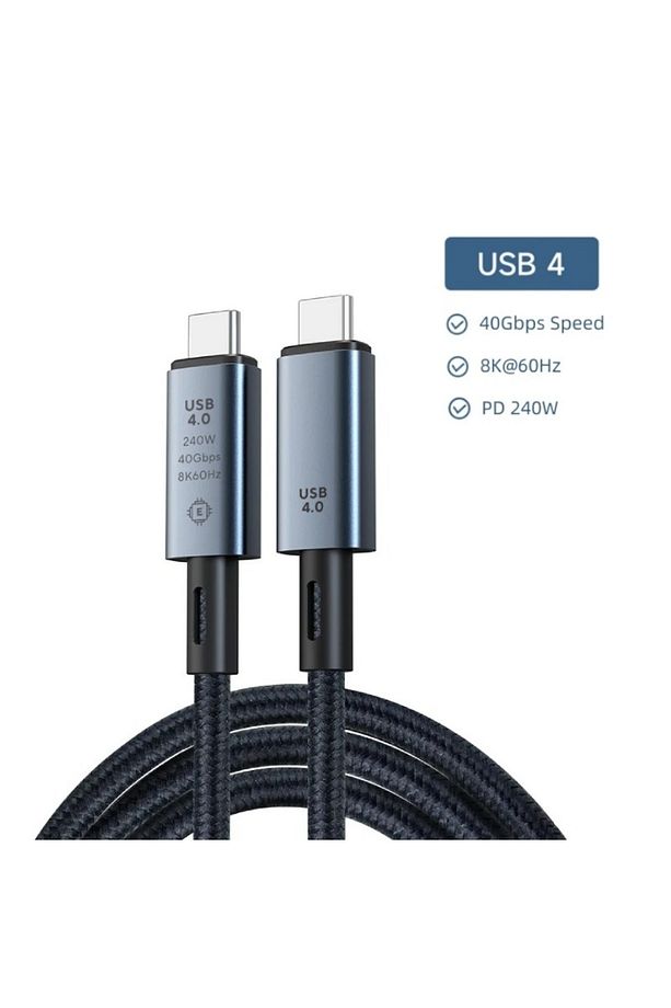 40Gbps 240W 4.0 Thunderbolt Type-C to Type-C Şarj Data ve 8K 60Hz Görüntü Aktarım Kablosu 50cm ZR848 - 4