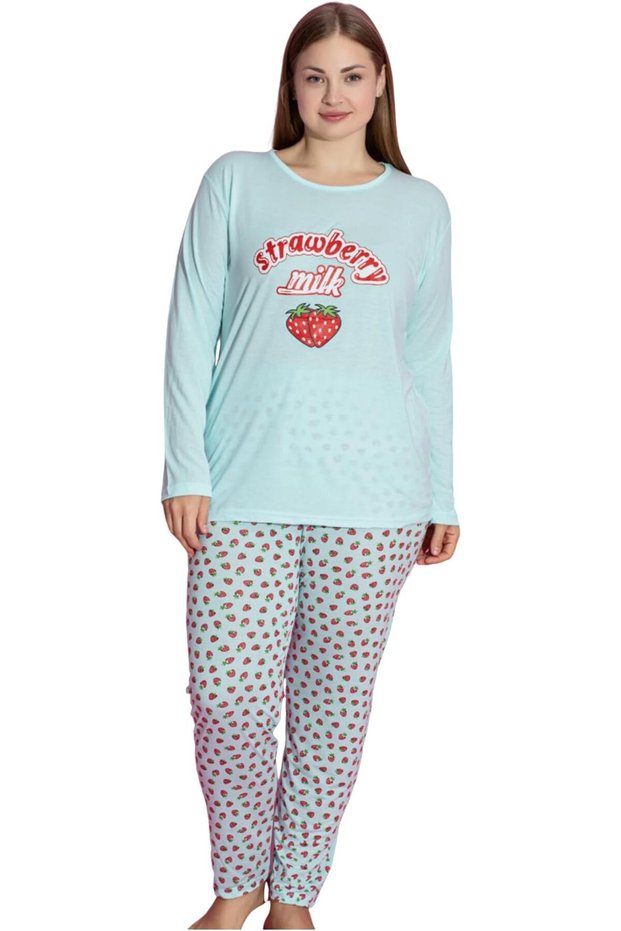 Women's Plus Pajama Set Full Sleeve T-Shirt & Pants 3XL-5XL Homewear Sleepwear