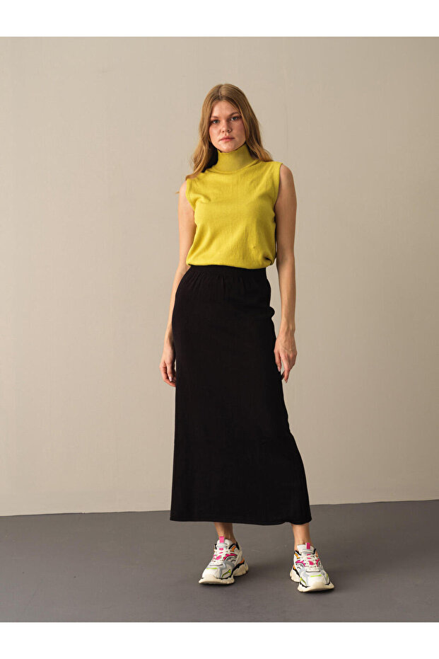 Kadın Sarı Regular Fit Basic Kazak - 4