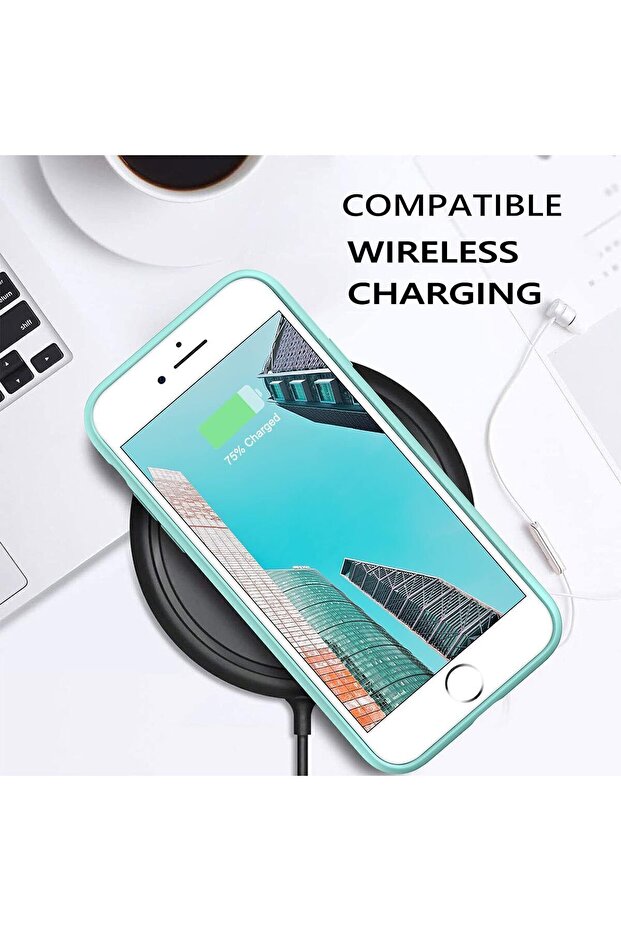 حافظة سيليكون لهاتف iPhone SE، حافظة هاتف متوافقة مع iPhone 7/8 مع بطانة من الألياف الدقيقة (فيروزي) - 2