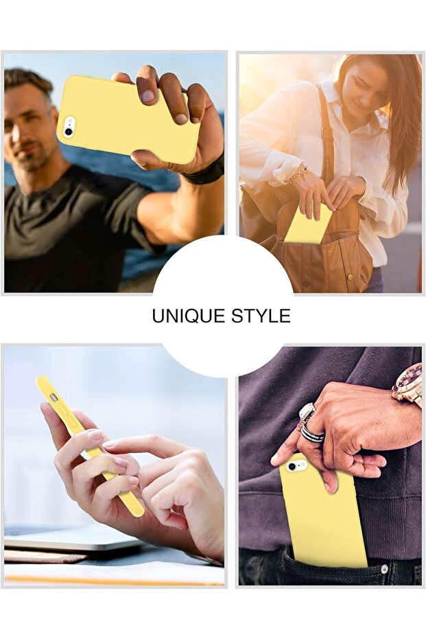 حافظة سيليكون لهاتف iPhone SE، حافظة هاتف متوافقة مع iPhone 7/8 مع بطانة من الألياف الدقيقة (أصفر) - 3