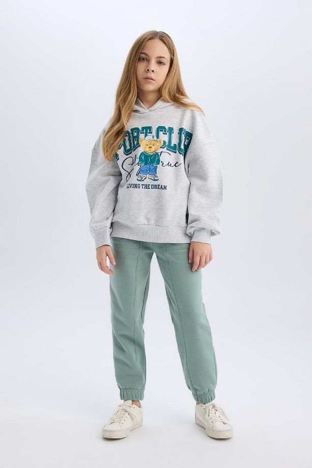 Kız Çocuk Beli Paçası Lastikli Cepli Basic Düz Kalın Jogger Eşofman Altı D3840A824WN - 3