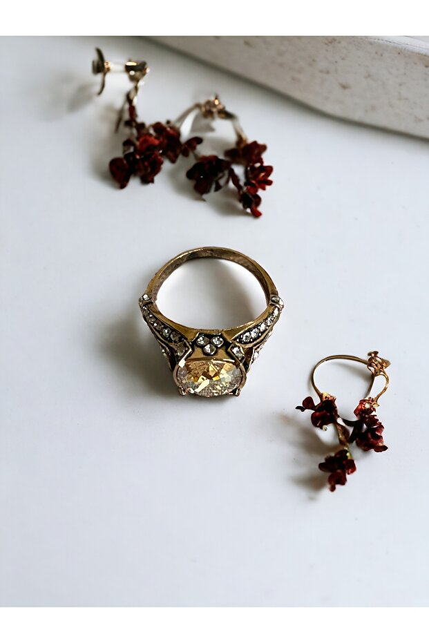 Yellow crystal stone ring - 4