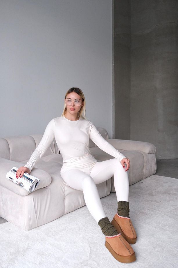 Yüksek Bel Soft Pantolon Bej - 5