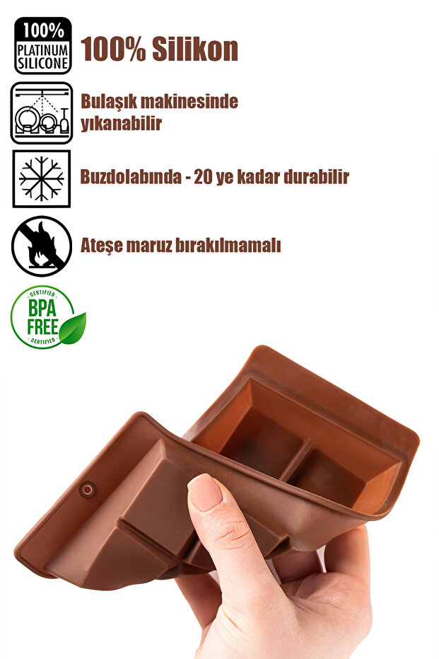 MYS 30301-1 Çikolata Kabı Dubai Silikon, 2 adet Çikolata Yapma Kalıbı Bpa Free Pratik Çikolata Kabı - 2