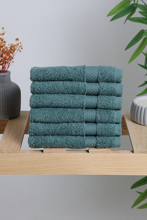 Dark Green 30x30 Set of 6 Hand Towels