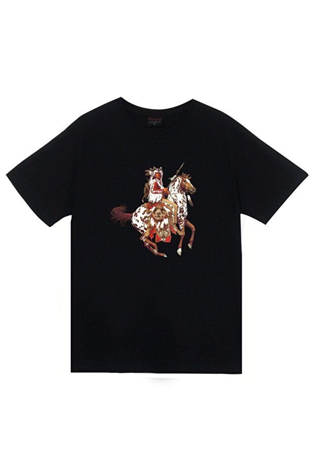 Native American Printed Unisex 100% Cotton Black T-Shirt