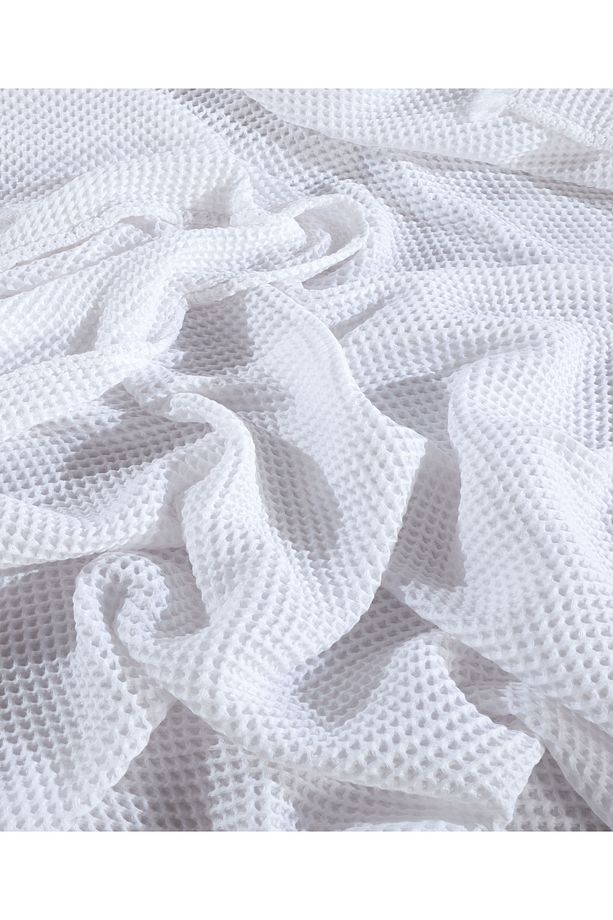 %100 Pamuk Waffle Çift Kişilik Saçaksız Yatak Örtüsü 230x250/2 Adet Yastık Kılıfı 50x70cm - 5