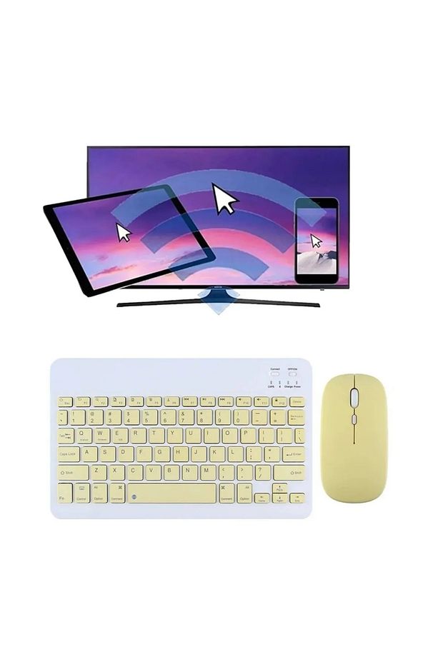 Tüm Cihazlara Uyumlu Akıllı Taşınabilir Şarj Edilebilir Kablosuz Bluetooth Klavye ve Mause Seti - 1