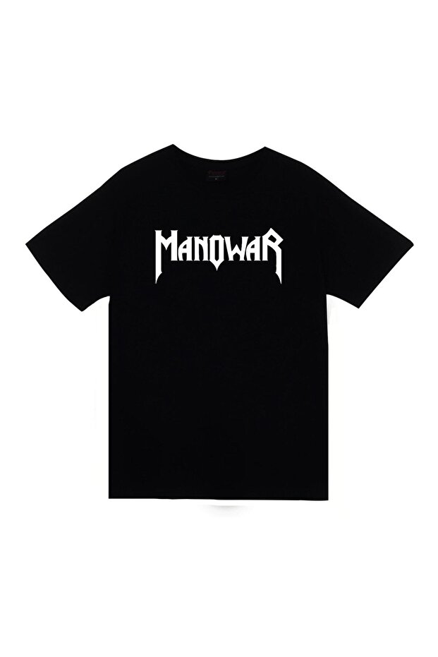 تي شيرت أسود مطبوع للجنسين من Manowar مصنوع من القطن بنسبة 100%