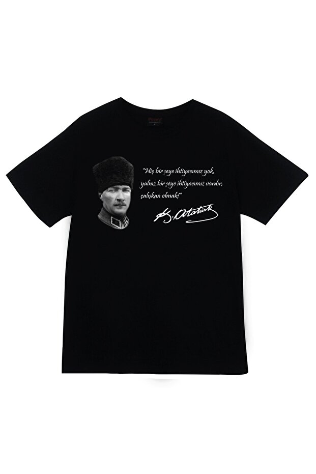 Gazi Mustafa Kemal Atatürk Printed Unisex 100% Cotton Black T-Shirt