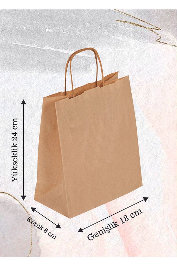 Kraft Çanta Burgu Saplı (18x8x24)  (Kağıt Poşet Çanta) 10 Adet - 1
