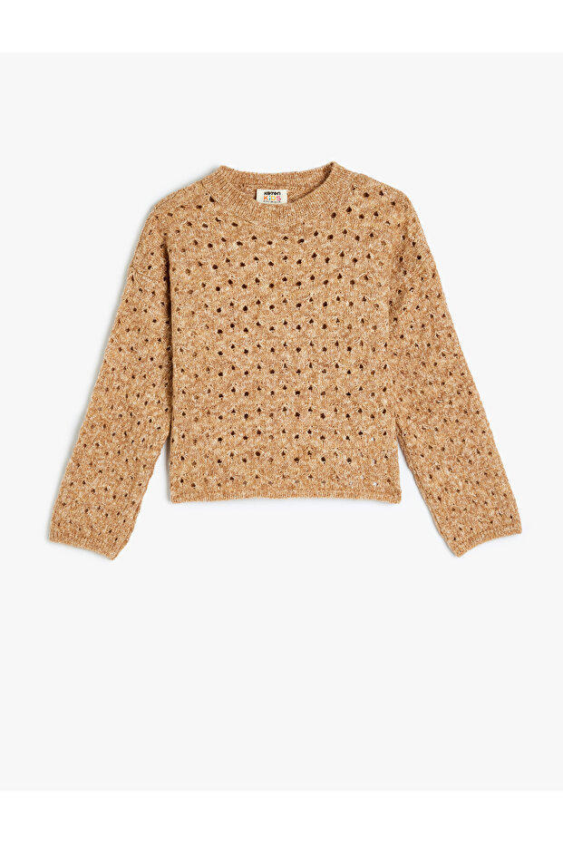 Long Sleeve Crew Neck Openwork Knitwear Sweater