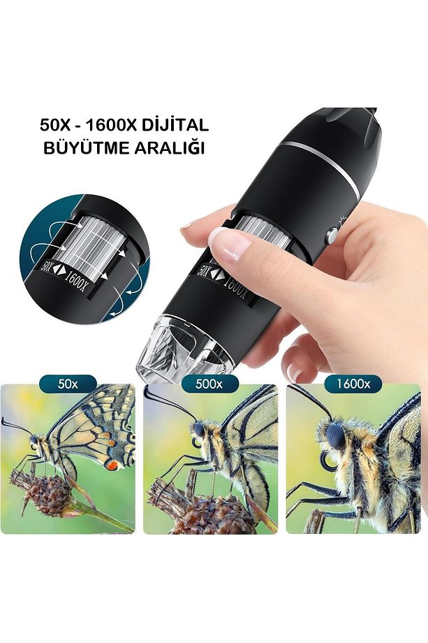 Dijital Mikroskop 1600X Zoom 8 LED Taşınabilir Saç ve Cilt Analiz Cihazı - IOS ve Android Uyumlu - 4