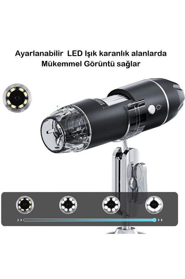 Dijital Mikroskop 1600X Zoom 8 LED Taşınabilir Saç ve Cilt Analiz Cihazı - IOS ve Android Uyumlu - 3