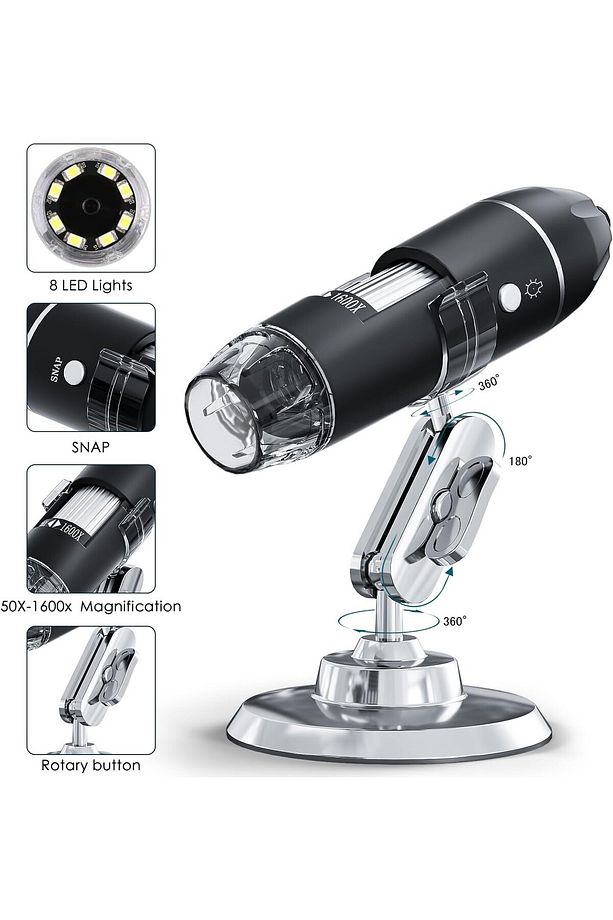 Dijital Mikroskop 1600X Zoom 8 LED Taşınabilir Saç ve Cilt Analiz Cihazı - IOS ve Android Uyumlu - 5