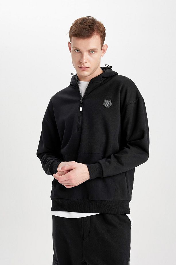 Oversize Geniş Kalıp Kapüşonlu Baskılı Sweatshirt B8124ax23cw - 3