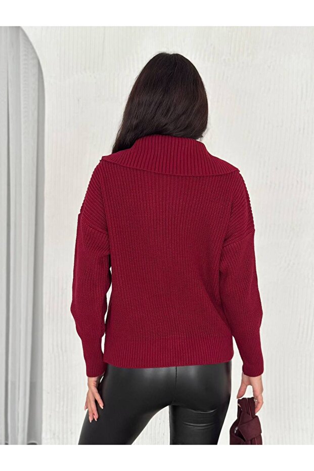 Çift Fermuarlı Triko Hırka - 4