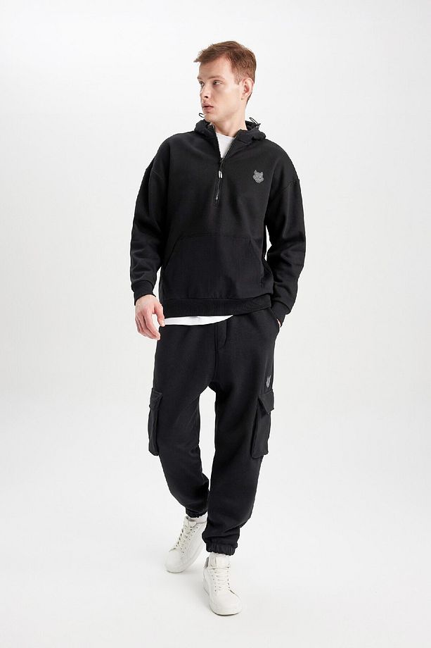 Oversize Geniş Kalıp Kapüşonlu Baskılı Sweatshirt B8124ax23cw - 2