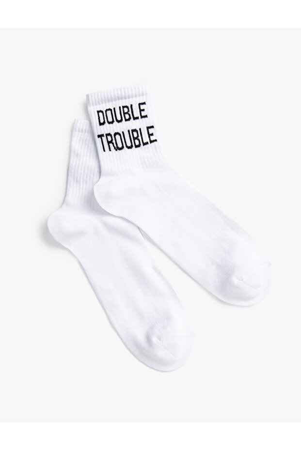 Embroidered Slogan Socks
