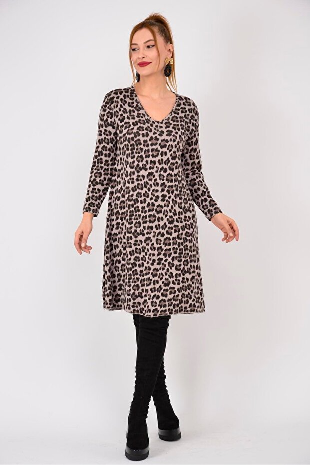 21383 Leopard Pattern Dress - 7