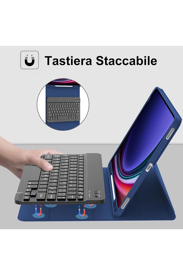 Galaxy Tab S9 Fe/s10 Fe Uyumlu 10.9 Kablosuz Kalem Bölmeli Bluetooth Türkçe Q Klavyeli Tablet Kılıfı - 4