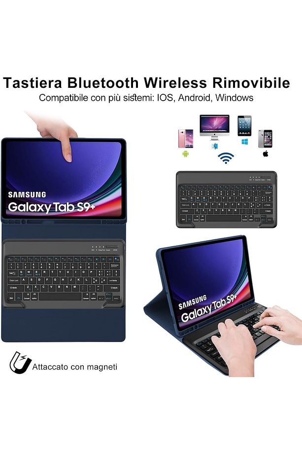 Samsung Galaxy Tab S9 Fe Plus 12.4" Klavyeli Kılıf Kalem Bölmeli Bluetooth Özellikli Stand Türkçe Q - 5
