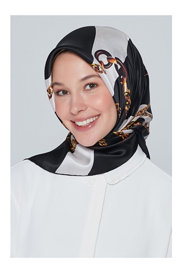 Dj Pure Silk Scarf 7832D - Black and White Twill - 20