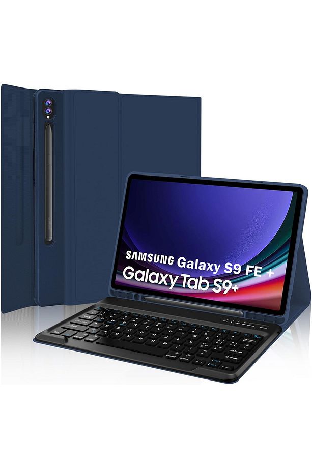 Samsung Galaxy Tab S9 Fe Plus 12.4" Klavyeli Kılıf Kalem Bölmeli Bluetooth Özellikli Stand Türkçe Q - 1