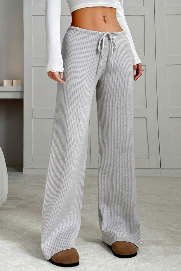 Women's Gray High Waist Palazzo Wide Leg Camisole Trousers / Sweatpants