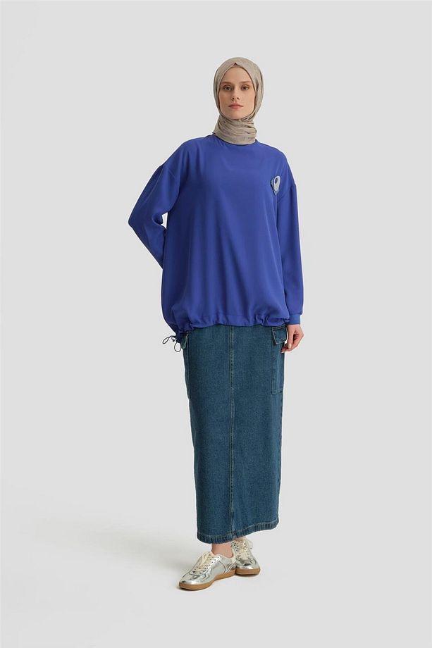 Broşlu Bluz Ort3100 Morcivert - 1